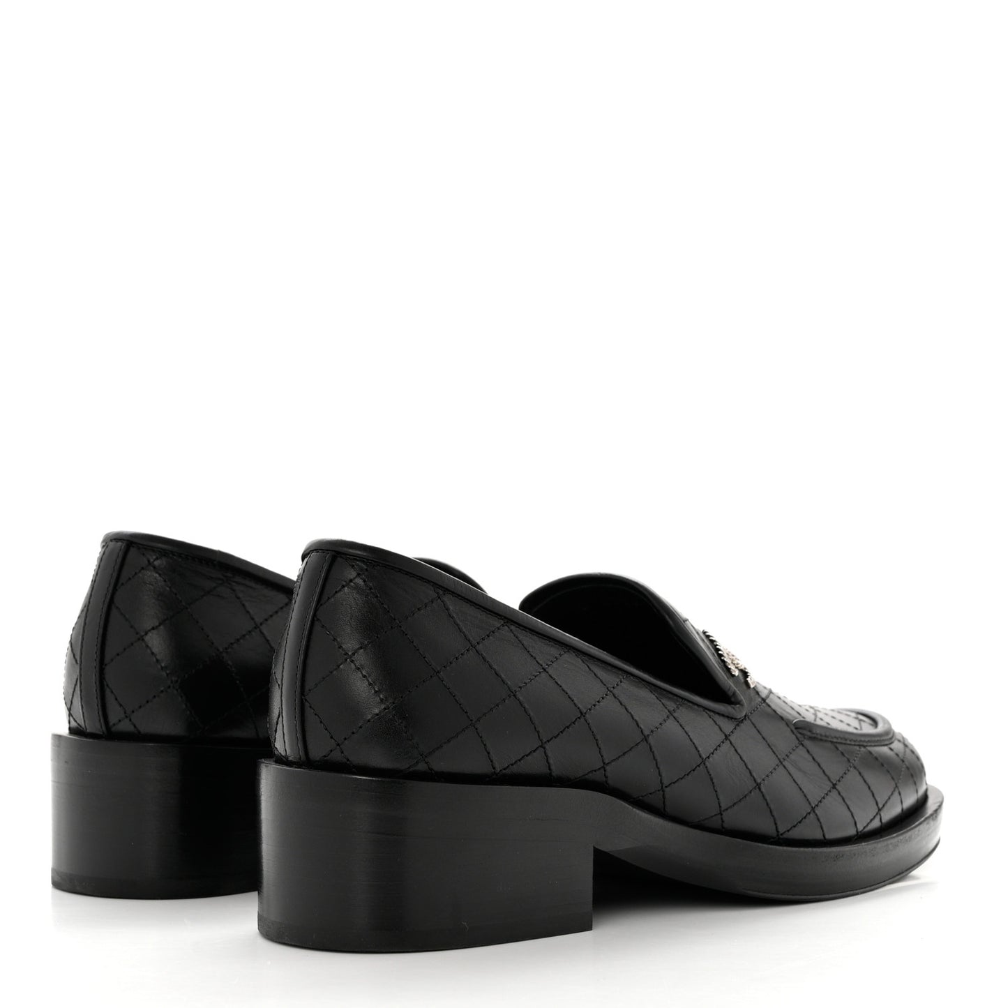 Calfskin Stitched CC Loafers 39 Black