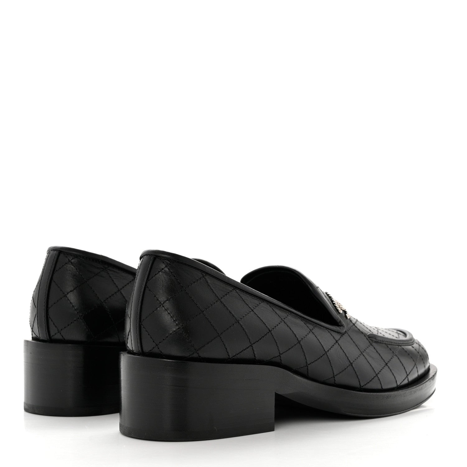Chanel Calfskin Stitched CC Loafers 39 Black 4 of 8
