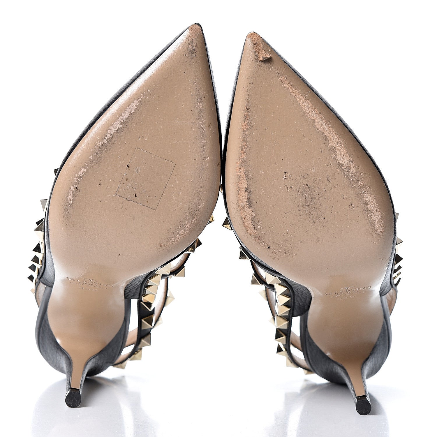 Valentino Garavani Pebbled Calfskin Rockstud Ankle Strap 100mm Pumps 35.5 Black 6 of 8