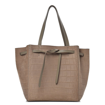 Celine Crocodile Embossed Nubuck Small Belt Cabas Phantom Beige 1 of 11