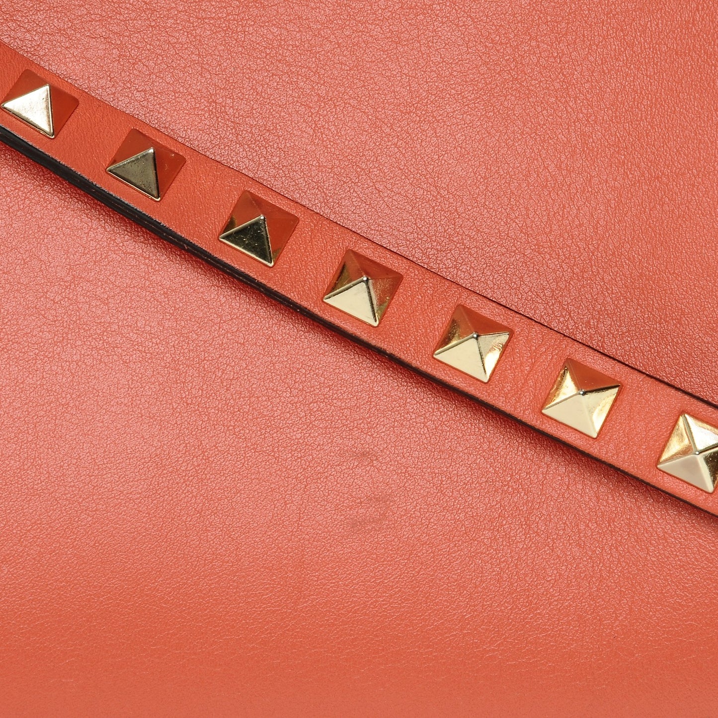 Vitello Small Rockstud Double Handle Tote Coral