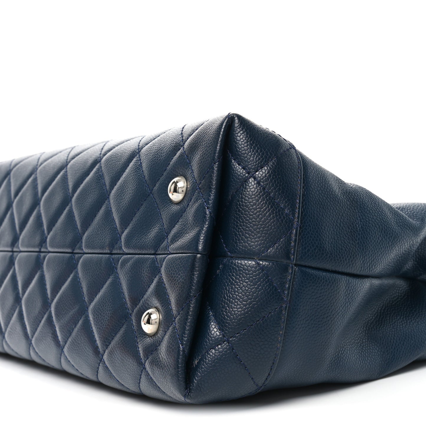 Caviar Large Soft CC Top Handle Tote Navy Blue