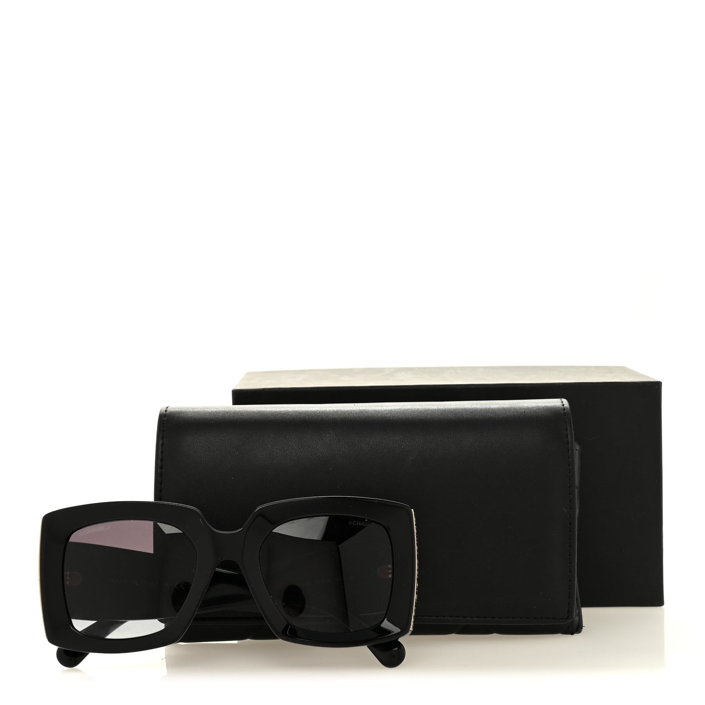Acetate Rectangle Sunglasses 5435-A Black