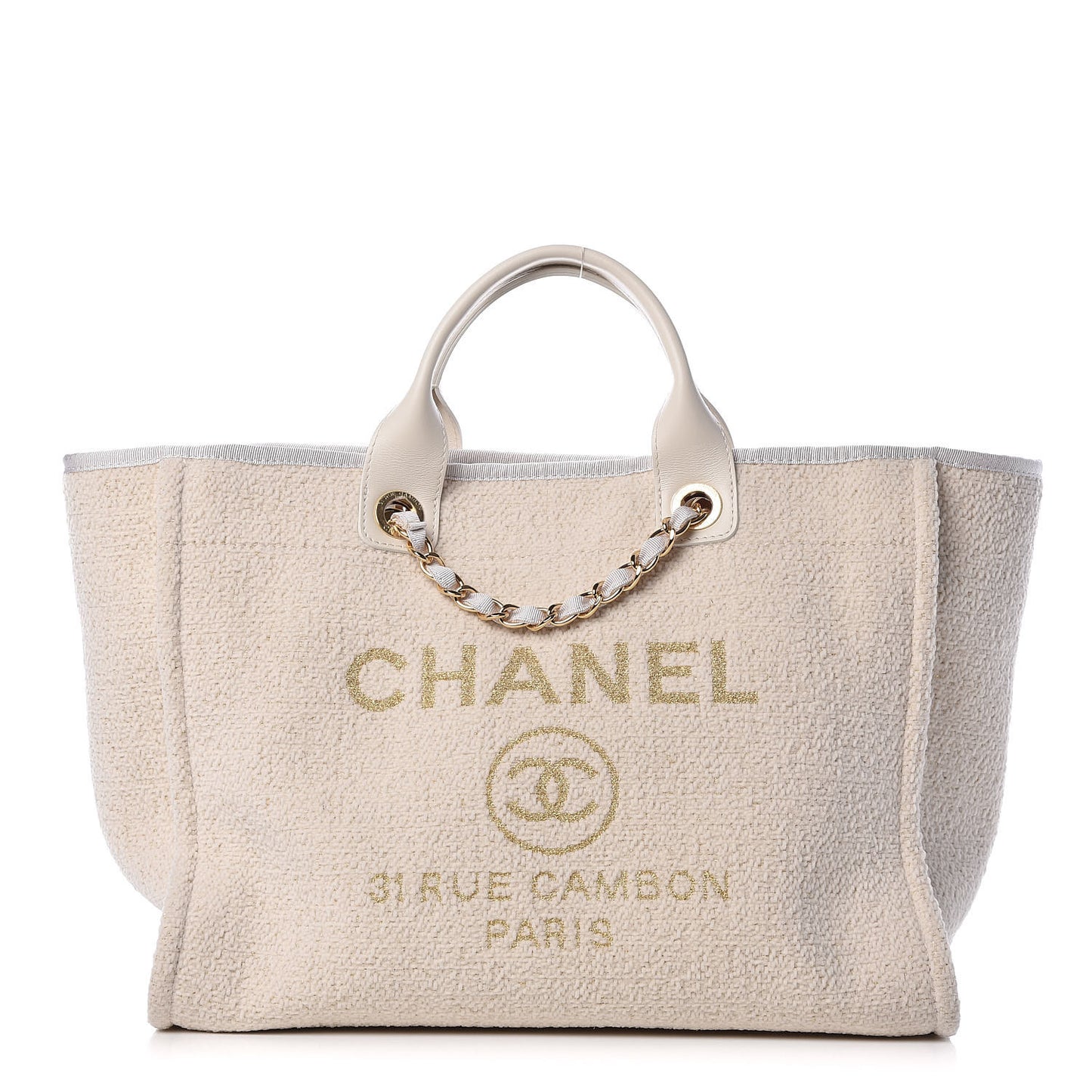 Lurex Boucle Large Deauville Tote White