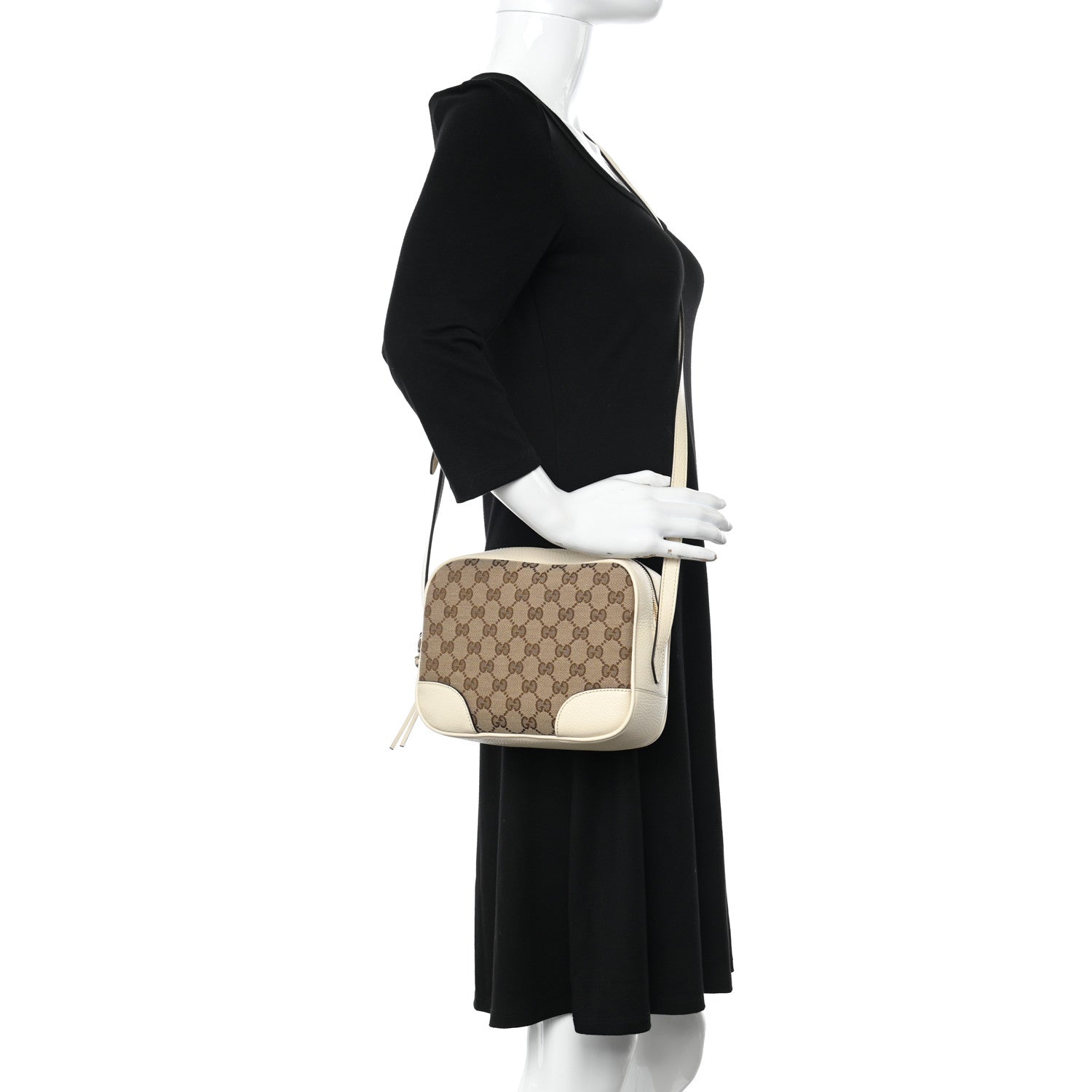 Gucci Monogram Dollar Calfskin Mini Bree Messenger Bag Beige Ebony Avoire 2 of 10
