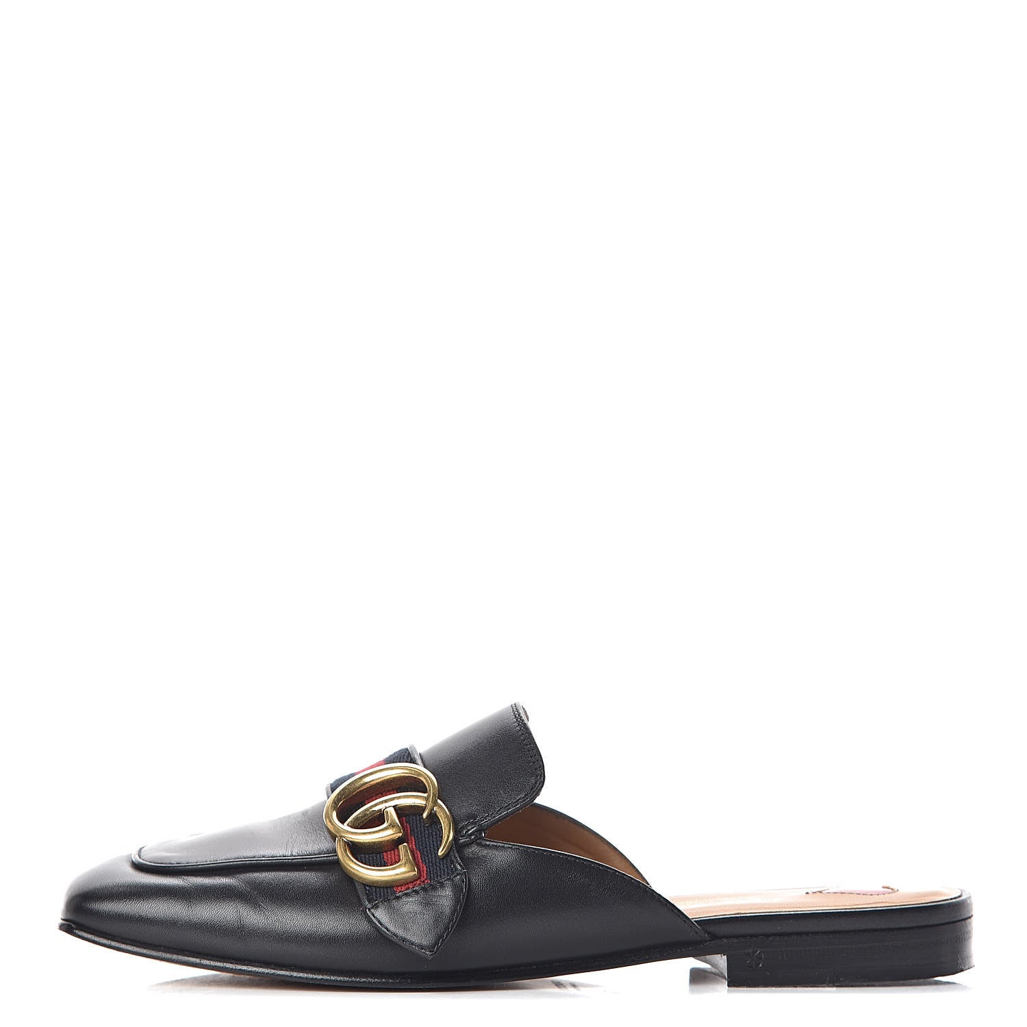 Gucci Calfskin Web Womens Peyton GG Slippers 35 Black 1 of 14