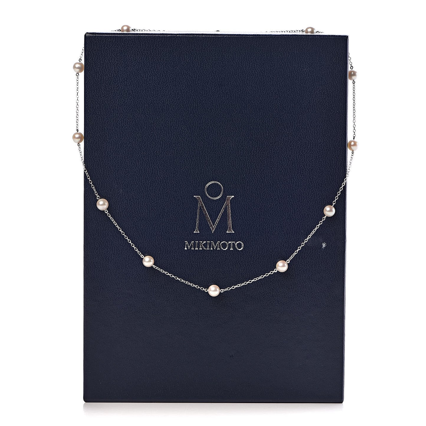 18K White Gold Akoya Pearl 5.5mm Station Necklace