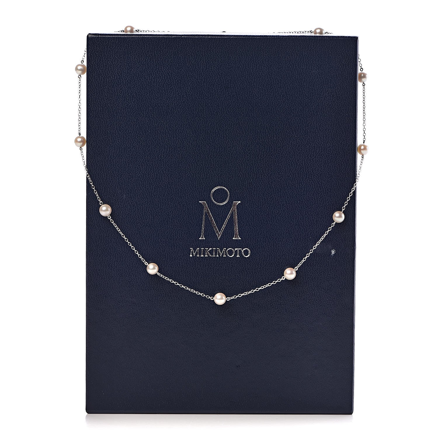 Mikimoto 18K White Gold Akoya Pearl 5.5mm Station Necklace 6 of 6