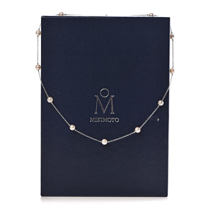 Mikimoto 18K White Gold Akoya Pearl 5.5mm Station Necklace 6 of 6