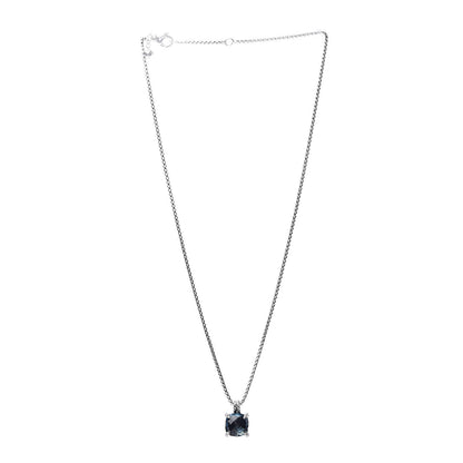 David Yurman Sterling Silver Diamond Hampton Blue Topaz 11mm Chatelaine Pendant Necklace 3 of 6