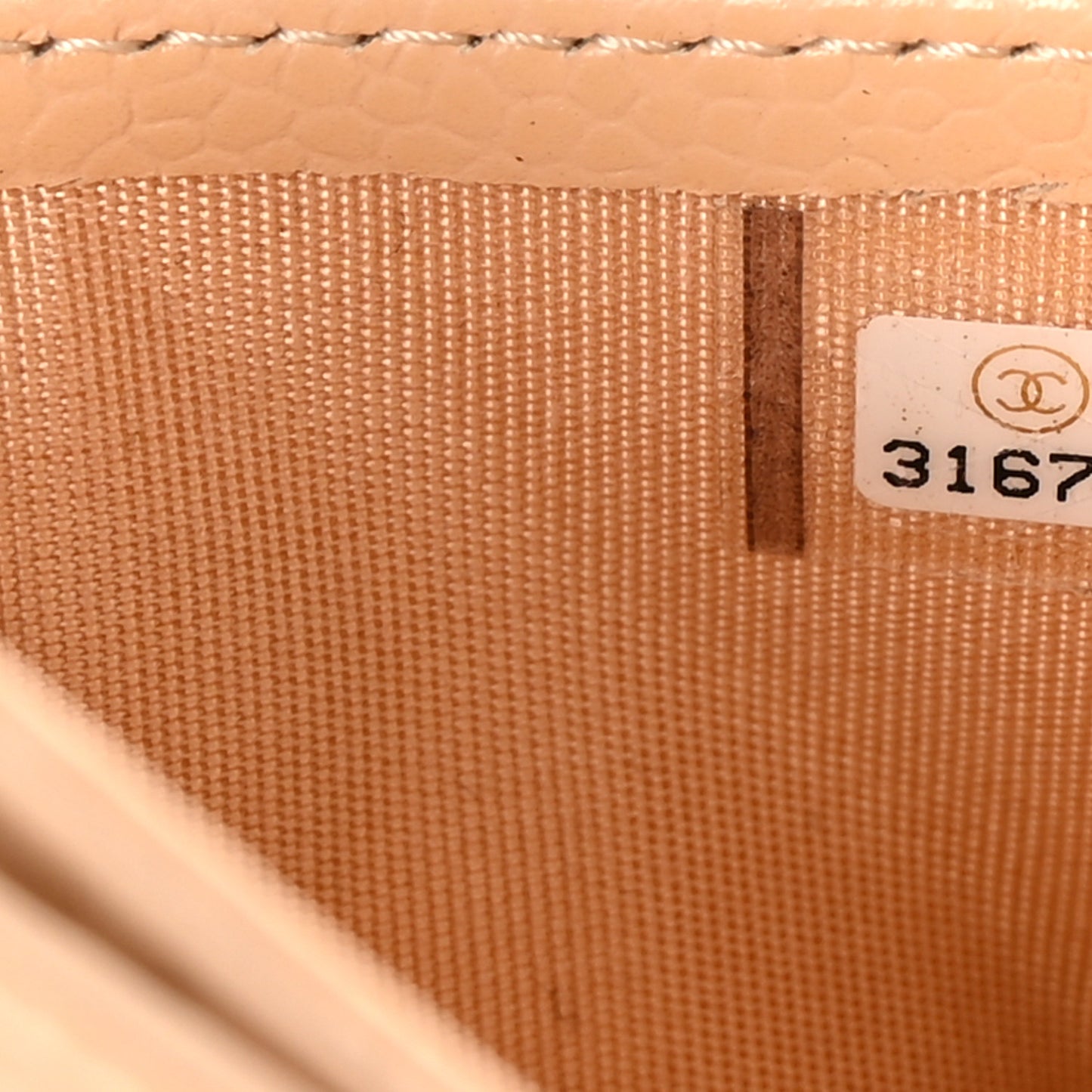 Caviar Quilted Card Holder Beige