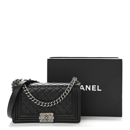 Chanel Lambskin Quilted Medium Boy Flap Black 11 of 12