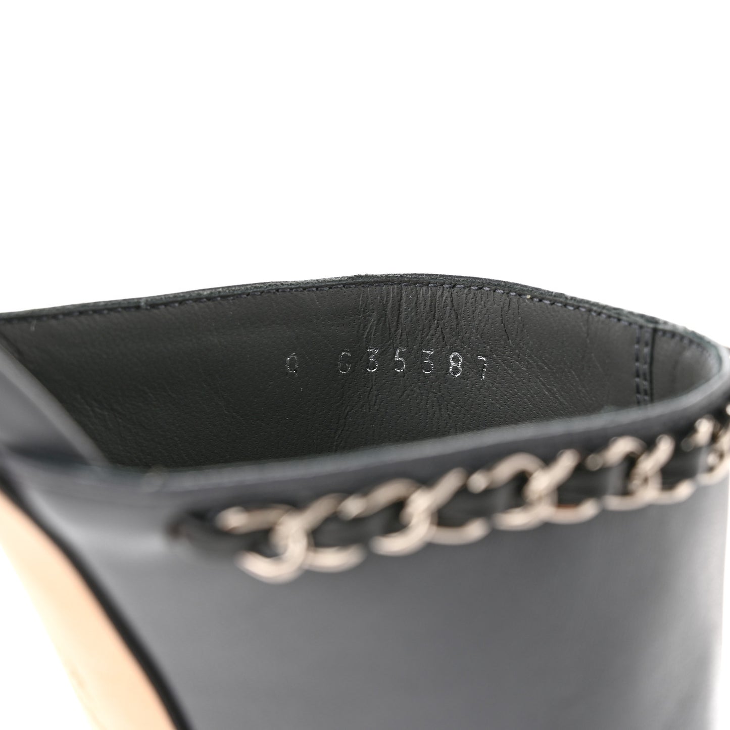 Lambskin Grosgrain Cap Toe Chain Mule 39.5 Grey