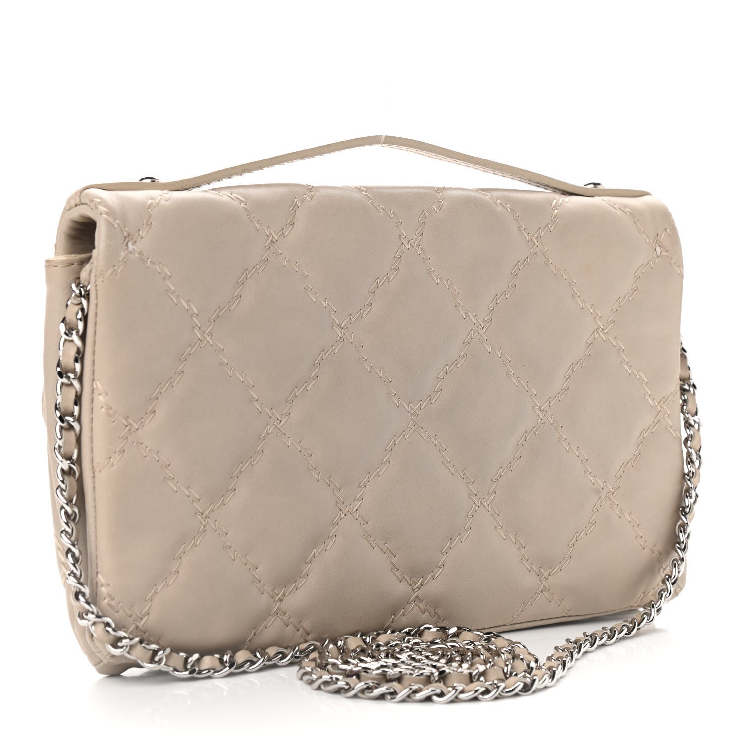Chanel Calfskin Quilted Double Stitch Hamptons Clutch with Chain Beige Clair 3 of 11