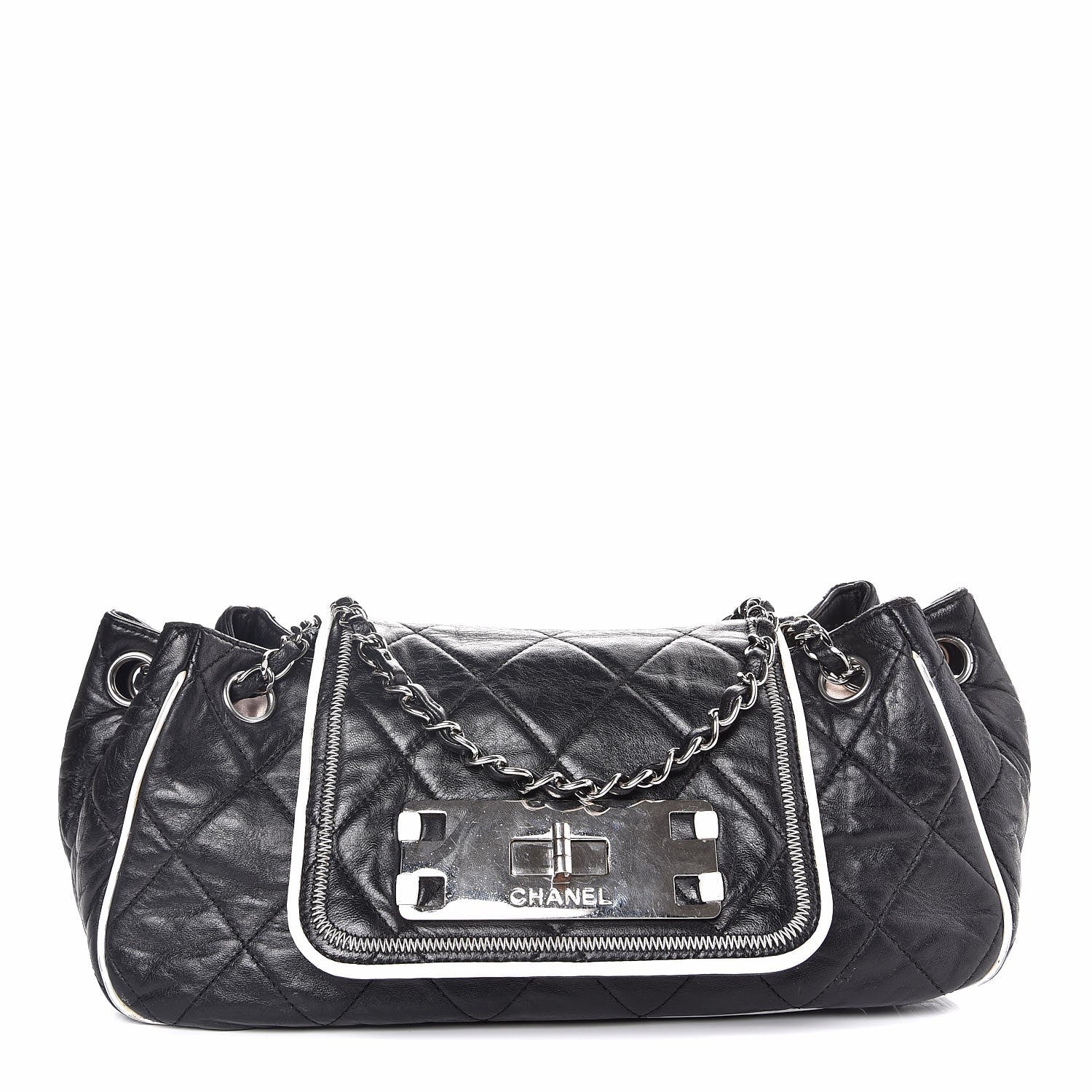 Chanel Lambskin Quilted East West Accordion Flap Black 1 of 14