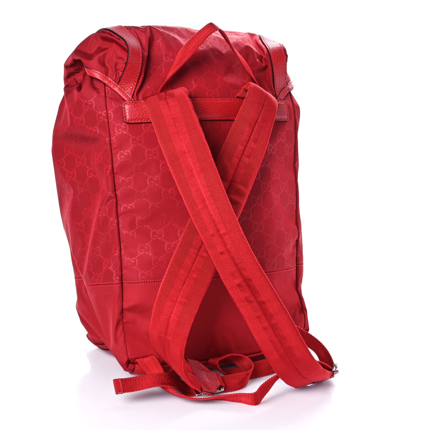 Nylon Monogram Dollar Calfskin Medium Light Double Buckle Backpack Vibrant Red