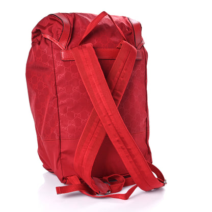Gucci Nylon Monogram Dollar Calfskin Medium Light Double Buckle Backpack Vibrant Red 3 of 9