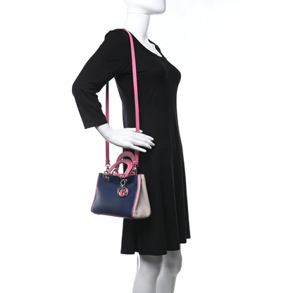 Christian Dior Smooth Calfskin Small Tri-Color Diorissimo Bag Navy Pink 2 of 14