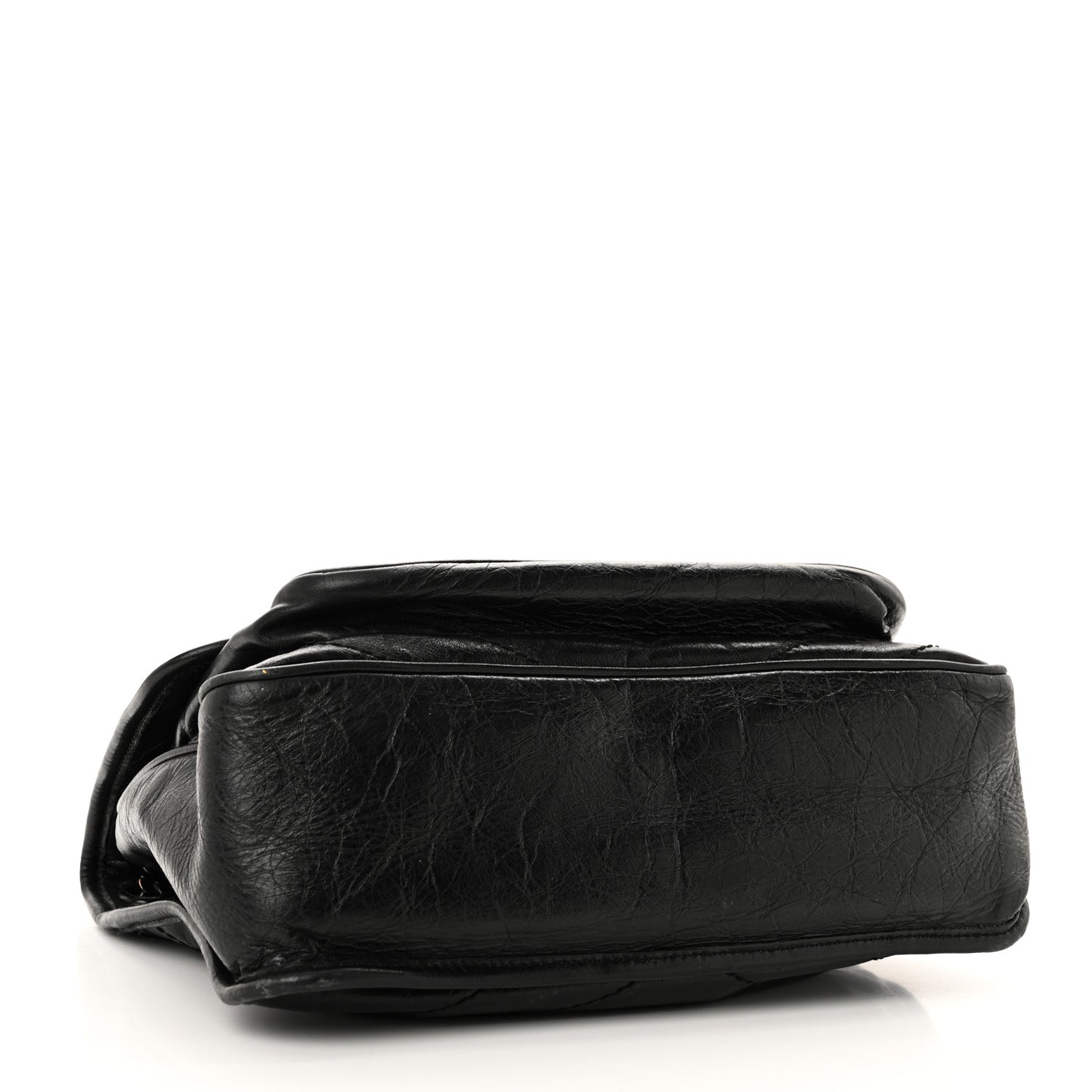 Crinkled Calfskin Matelasse Monogram Medium Niki Chain Satchel Black