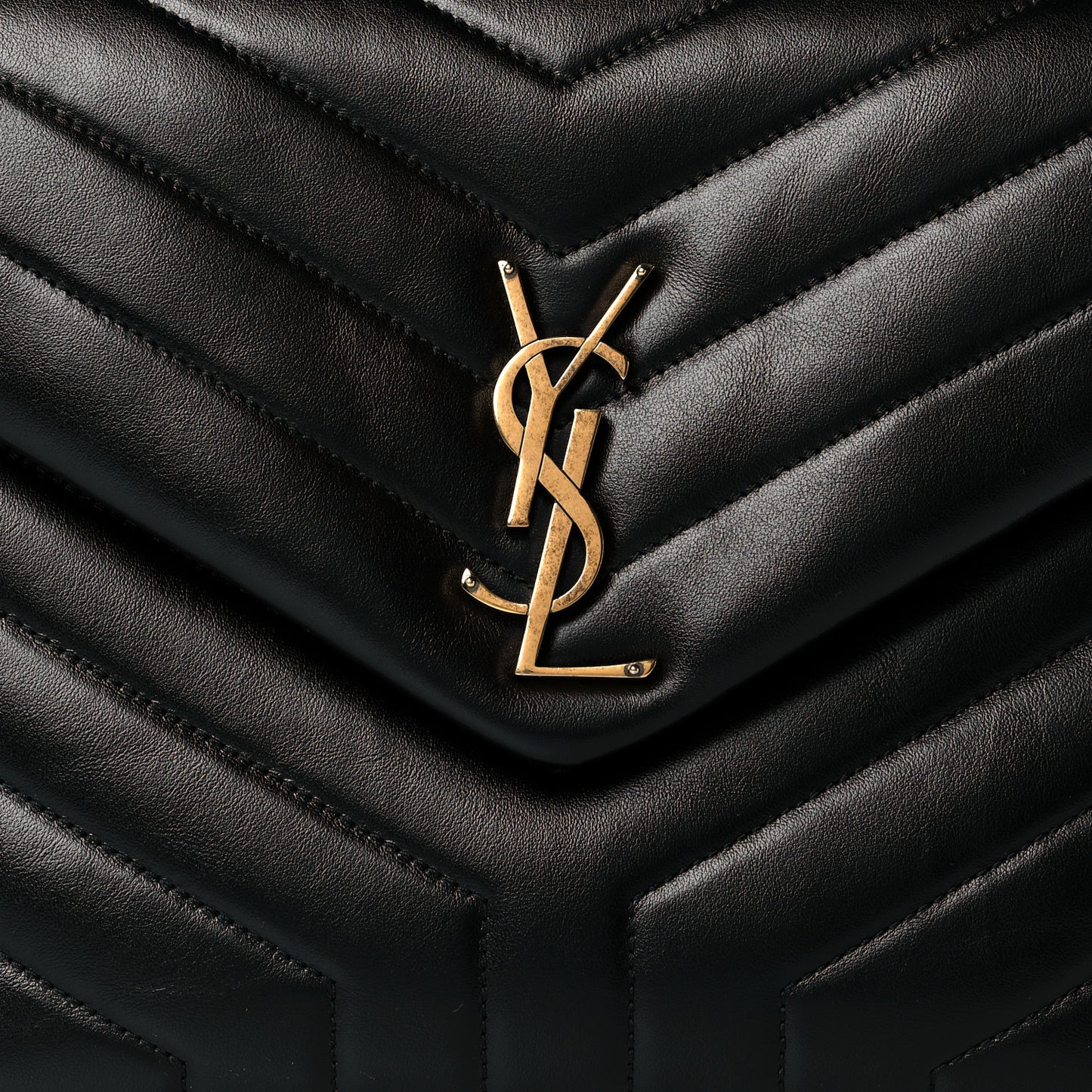 Calfskin Y Quilted Monogram Medium Loulou Chain Satchel Black