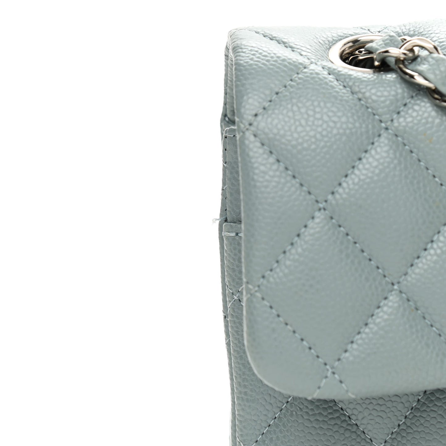 Caviar Quilted Small Double Flap Light Blue