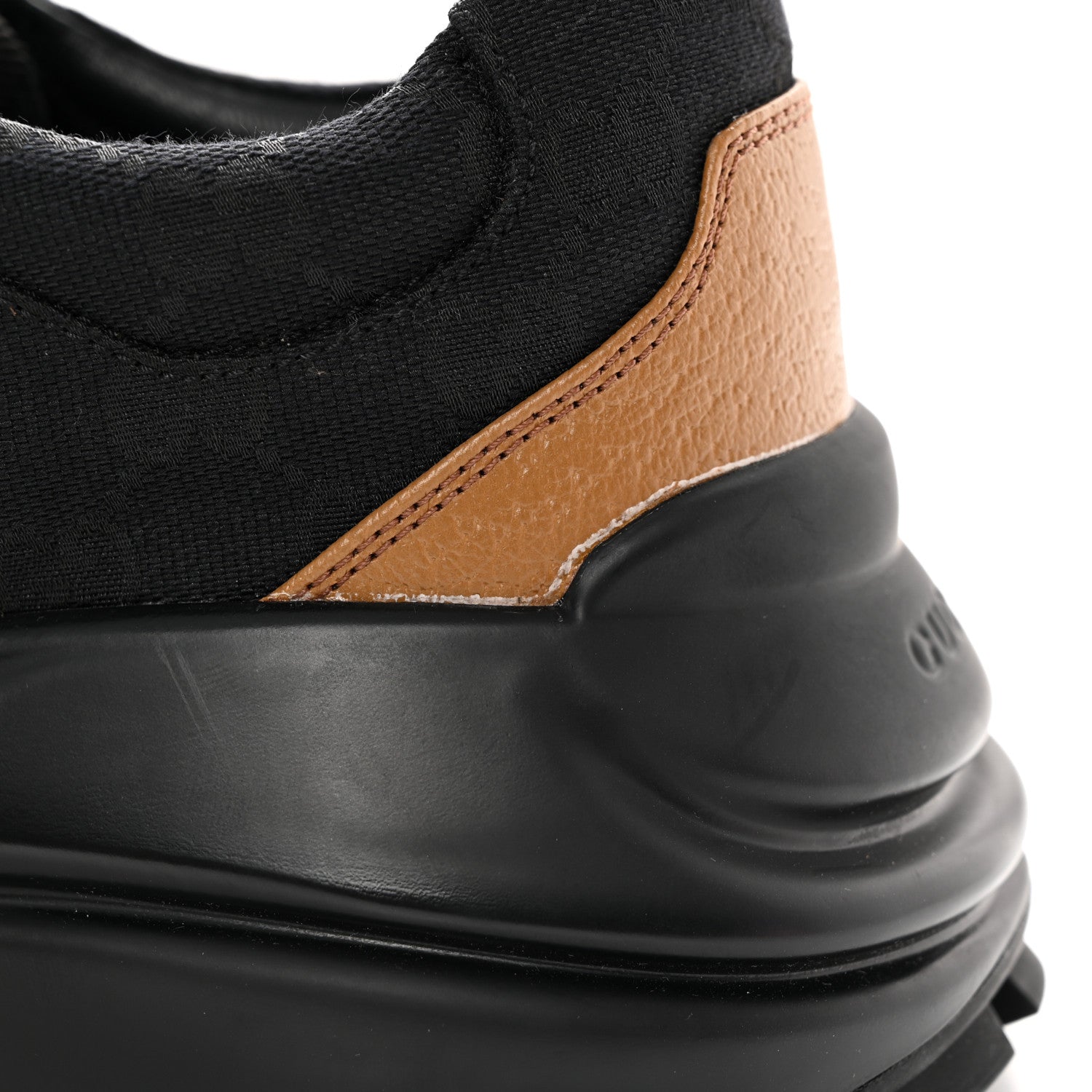 Gucci Monogram Textured Dollar Calfskin Mens Rhyton Sneakers 11 Black Khaki Beige 12 of 16
