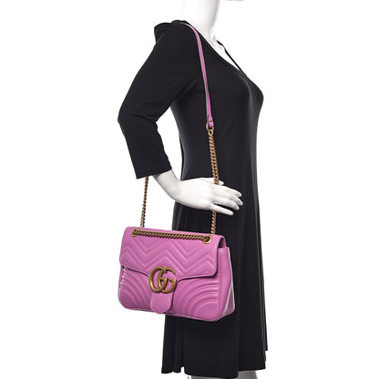 Gucci Calfskin Matelasse Medium GG Marmont Shoulder Bag Candy Mousse 2 of 10
