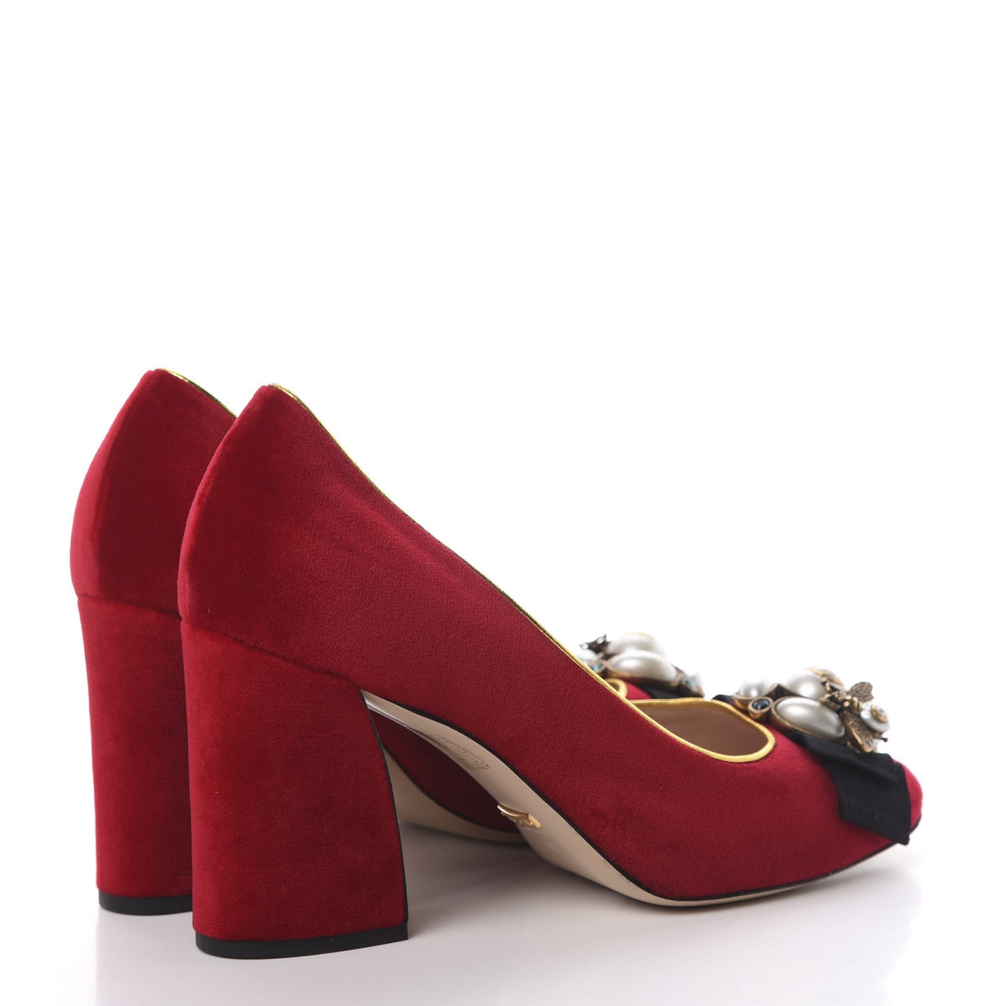 Velvet Etoile Pearl Embellished Pumps 40 Hibiscus Red