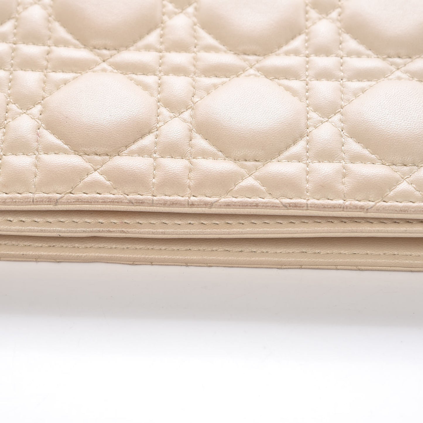 Lambskin Cannage Lady Dior Convertible Clutch Ivory