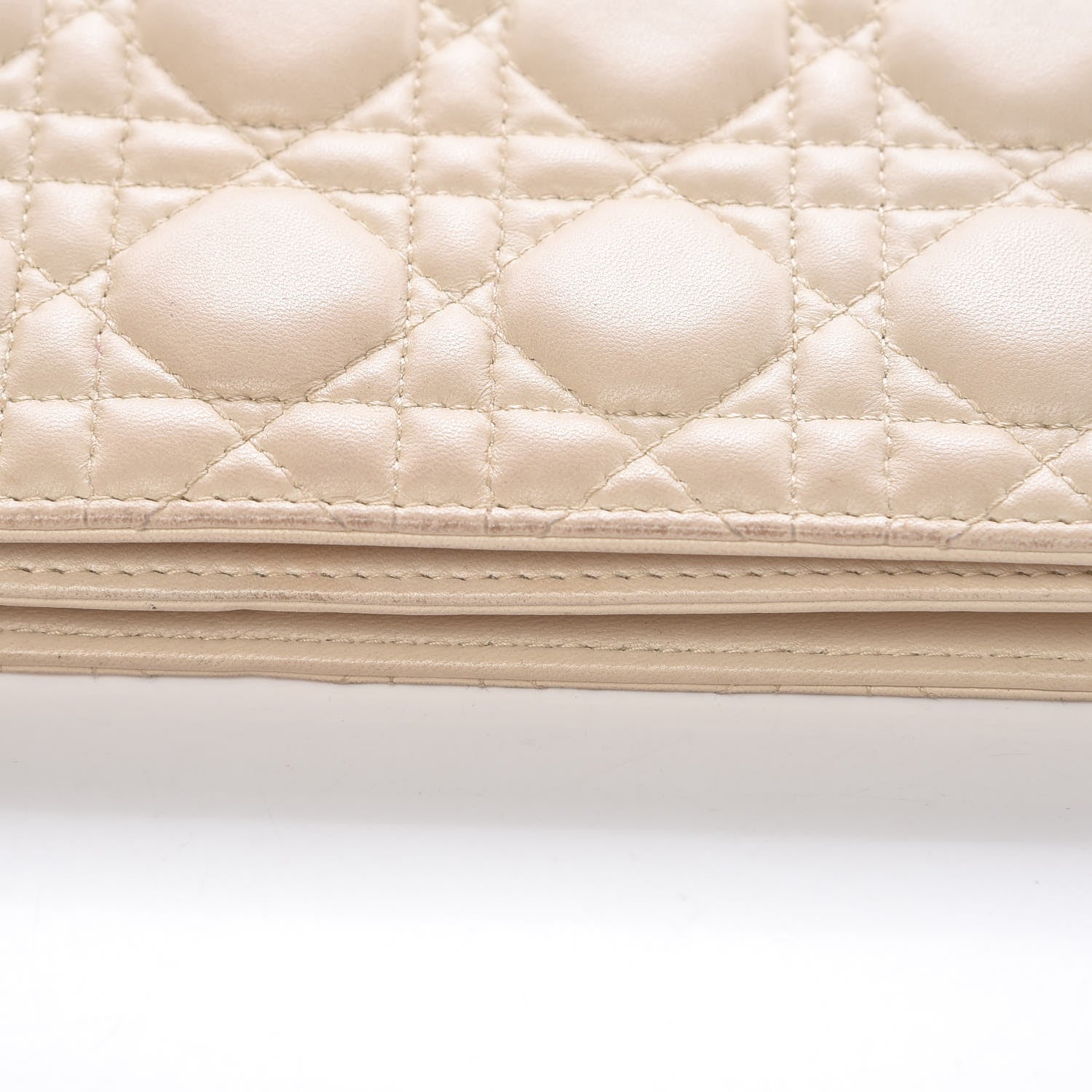 Christian Dior Lambskin Cannage Lady Dior Convertible Clutch Ivory 13 of 16
