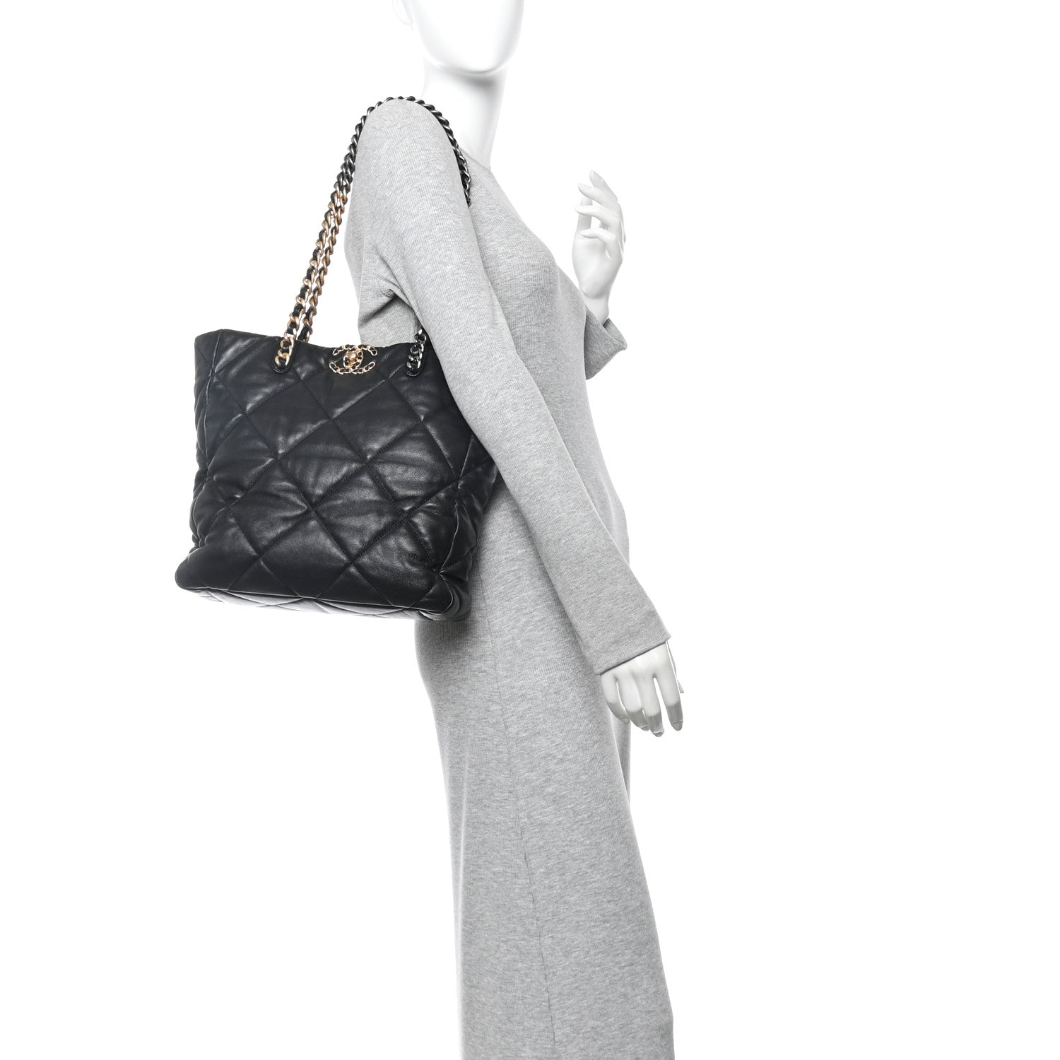 Chanel Lambskin Quilted Chanel 19 Shopping Bag Black 2 of 10