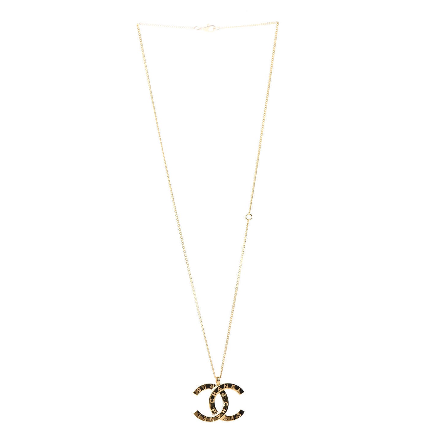 Metal CC Paris Button Necklace Gold