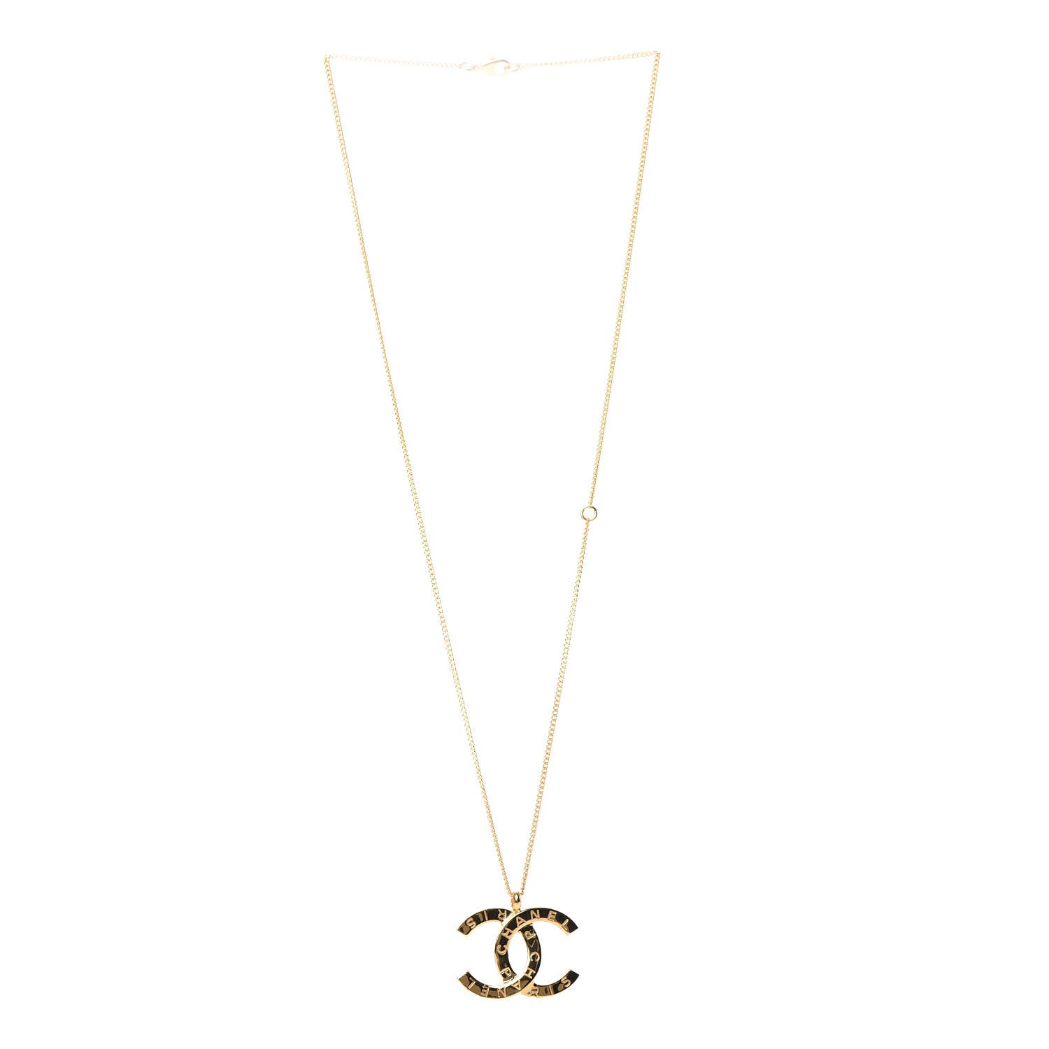 Chanel Metal CC Paris Button Necklace Gold 3 of 5