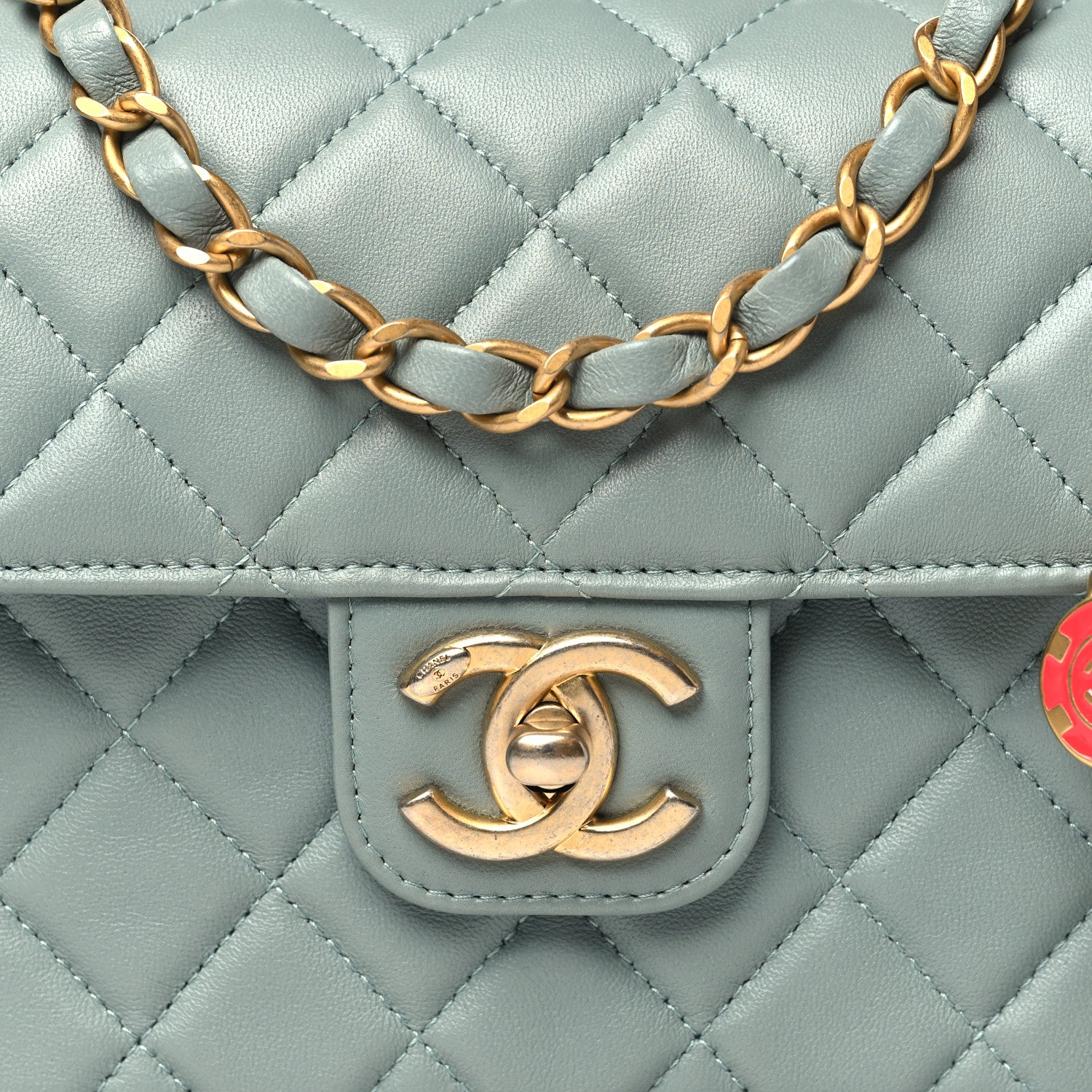 Chanel Lambskin Quilted Casino Chips Small Flap Grey 8 of 10
