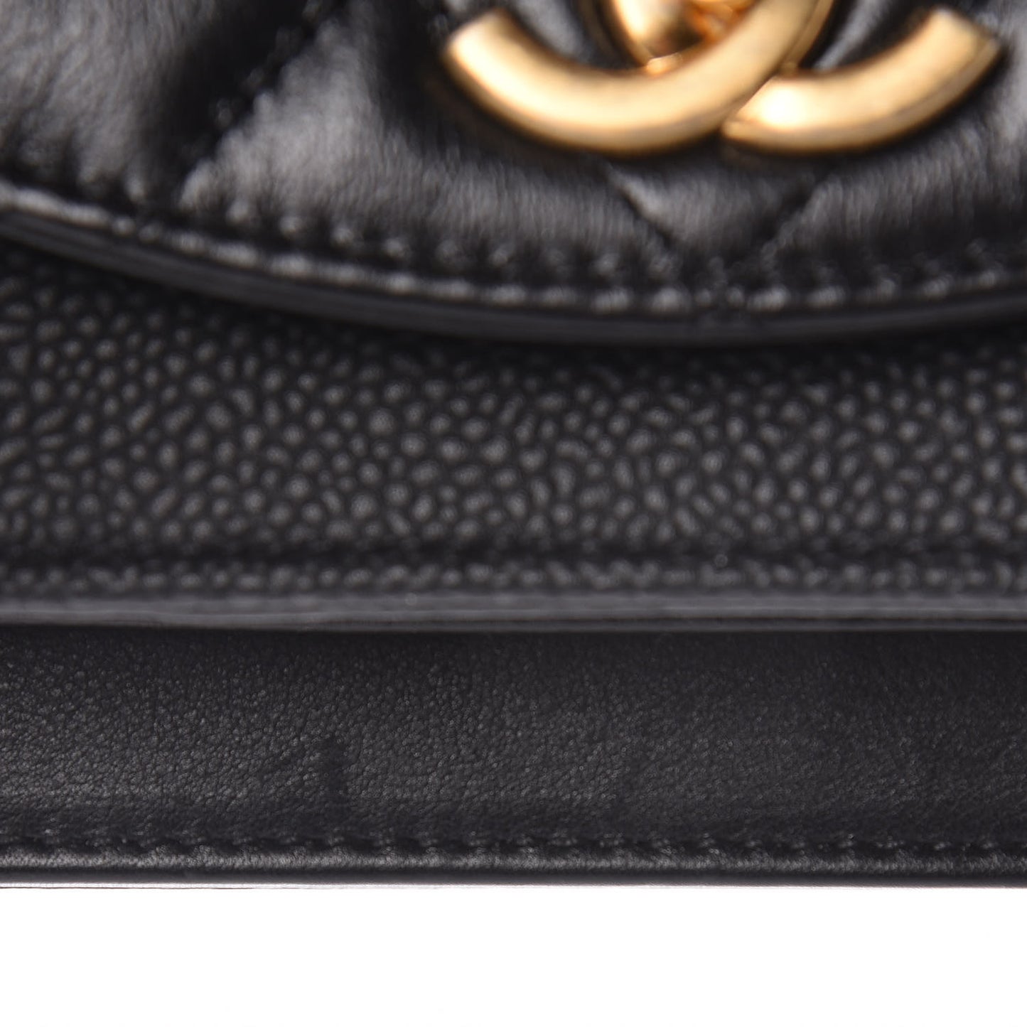 Calfskin Caviar Quilted Mini Chain Handle Flap Black