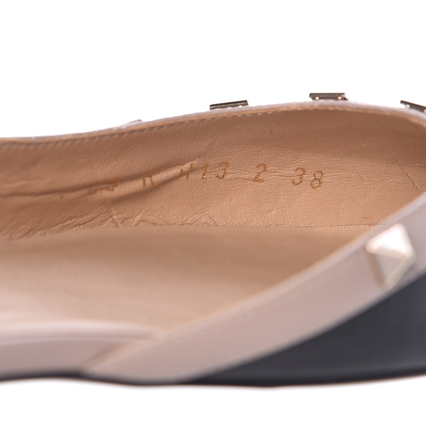 Nappa Rockstud Slingback Flats 38 Black Poudre