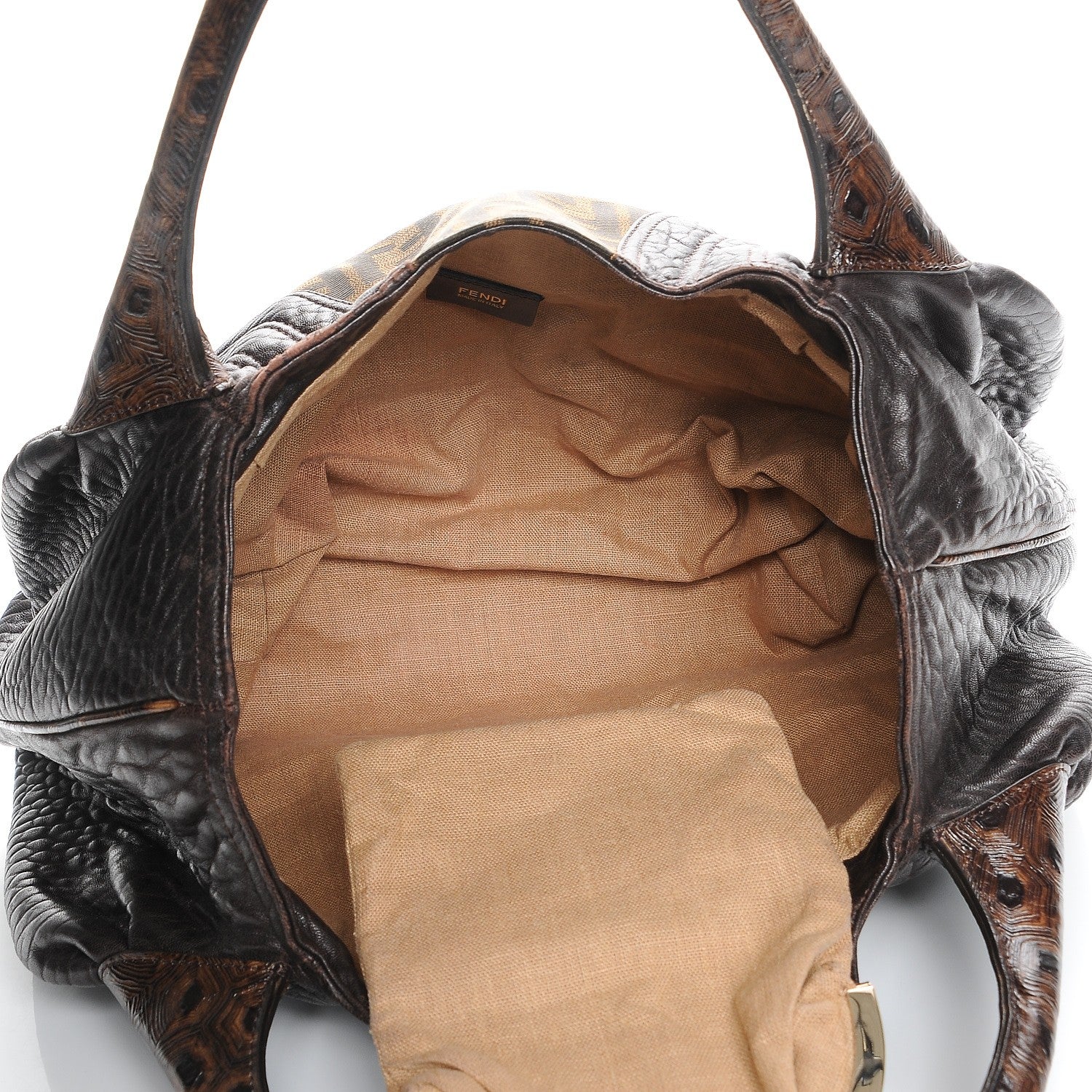 Fendi Zucca Nappa Nuvolata Vitello Tortuga Spy Tobacco Moro 5 of 8