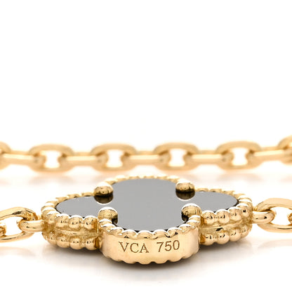 Van Cleef & Arpels 18K Yellow Gold Black Onyx 10 Motifs Vintage Alhambra Necklace 5 of 5