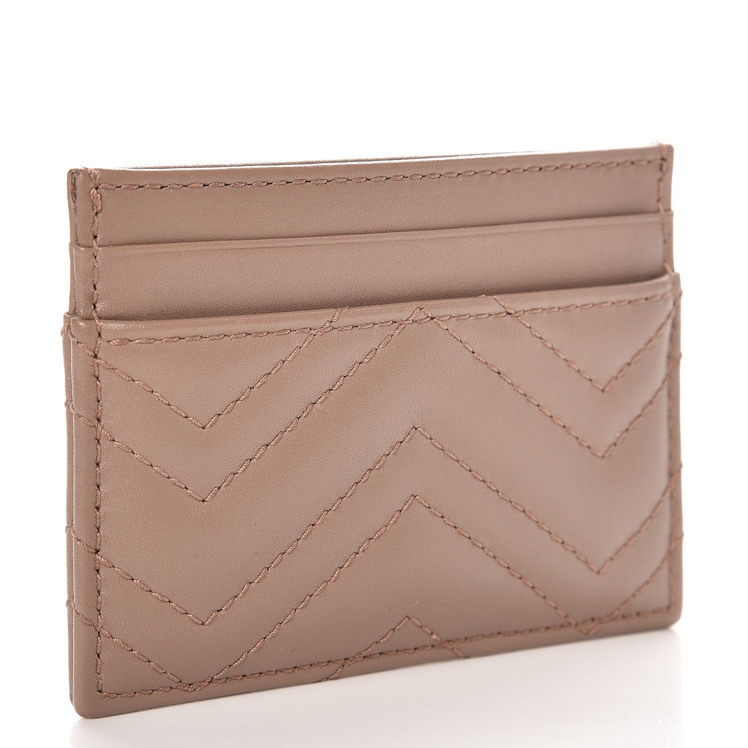 Gucci Calfskin Matelasse GG Marmont Card Holder Porcelain Rose 3 of 7