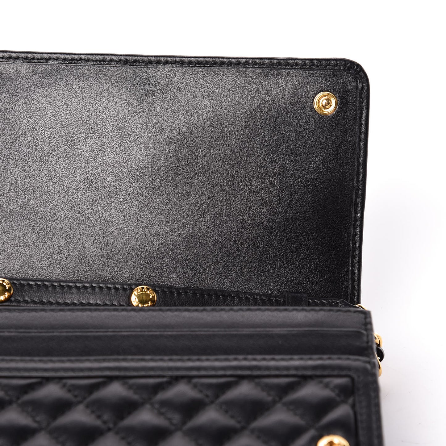 Soft Calfskin Quilted Chain Wallet Black