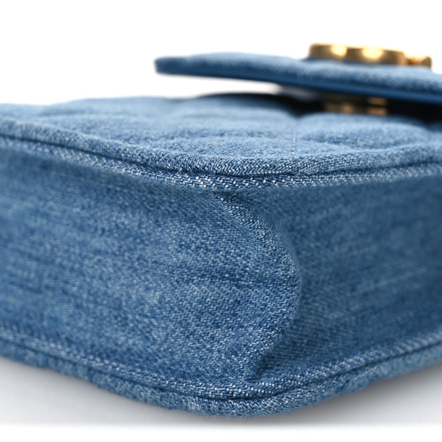 Denim Quilted Flap Mini Crossbody Blue