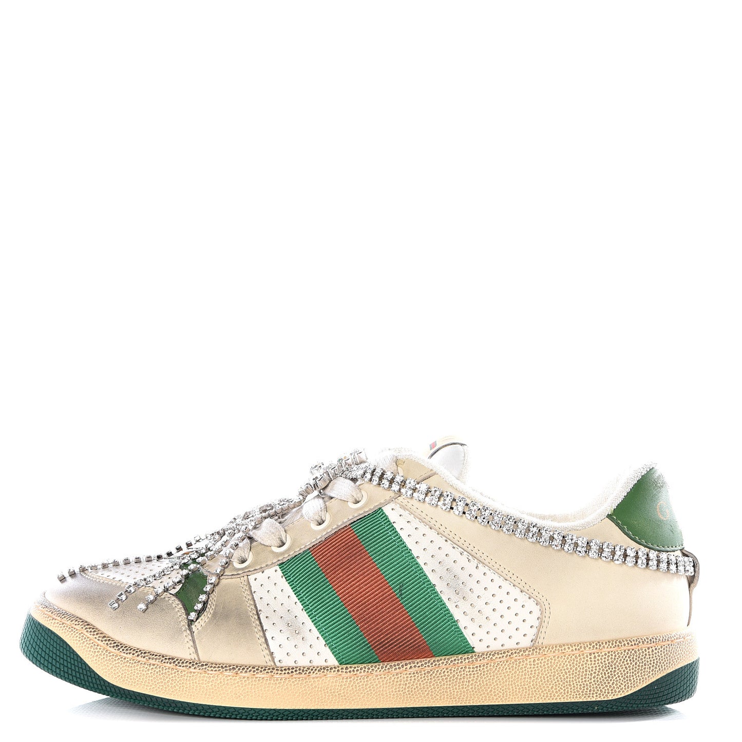 Nubuck Calfskin Web Removable Crystals Mens Screener Sneakers 8 Dusty Milk New Mystic White
