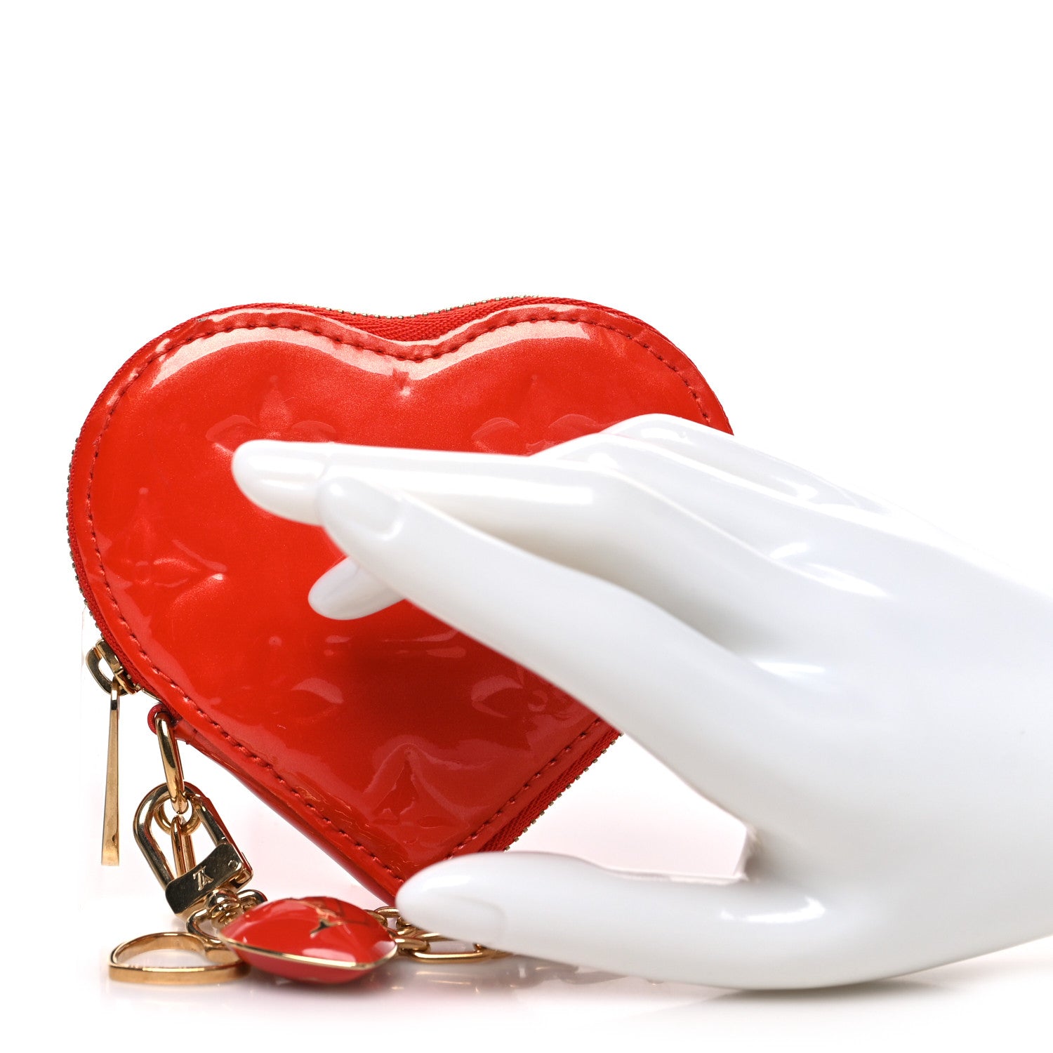Louis Vuitton Vernis Heart Coin Purse Orange Sunset 2 of 6