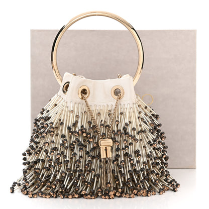 Jimmy Choo Satin Beaded Crystal Embellished Mini Bon Bon Bag White Multicolor 12 of 12