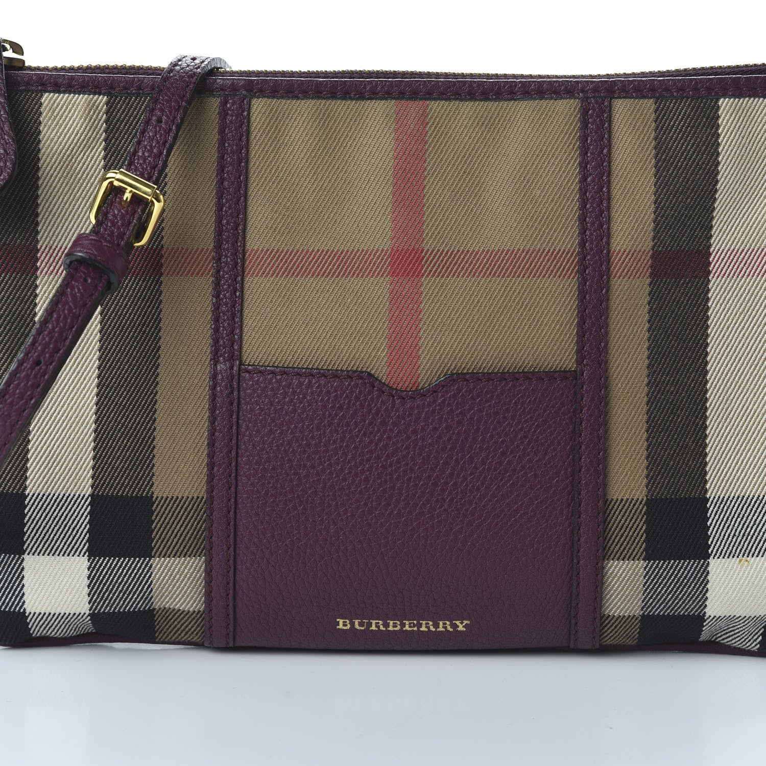 Burberry House Check Peyton Crossbody Clutch Bag Mahogany Red 9 of 9
