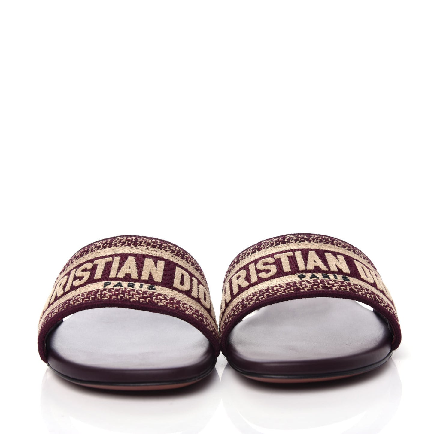Canvas Embroidered Dway Mules Slide Sandals 38.5 Burgundy