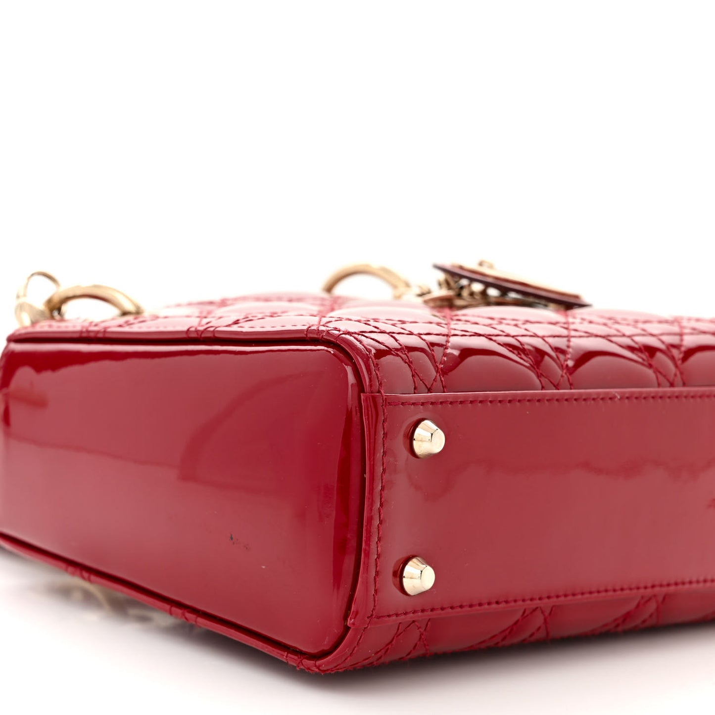 Patent Cannage Mini Lady Dior Red