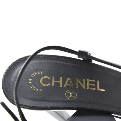 Chanel Lambskin CC Sandals 38 Black 8 of 10