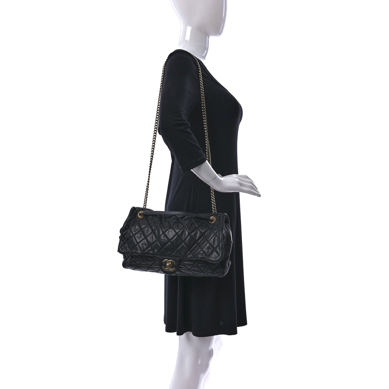 Chanel Iridescent Calfskin Quilted Maxi Shiva Flap Black 2 of 12