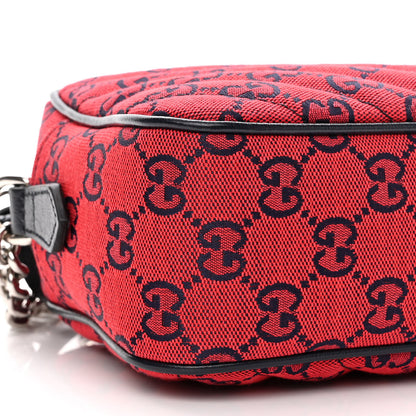 Gucci Monogram Multicolor Matelasse Diagonal Small GG Marmont Chain Shoulder Bag Red Blue 10 of 11